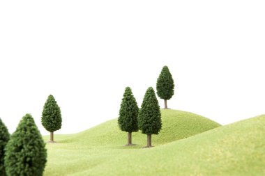 Minyatür ağaç modelleri, doğa arka planı 