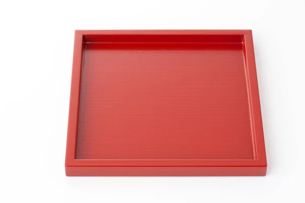Empty Red Wooden Frame White Background — Stock Photo, Image