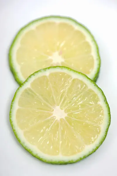 Fresh Lime Slices White Background — Stock Photo, Image