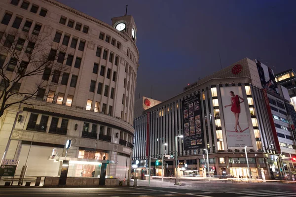 Τόκιο Japan City Streets Προβολή Φόντου Νύχτα — Φωτογραφία Αρχείου