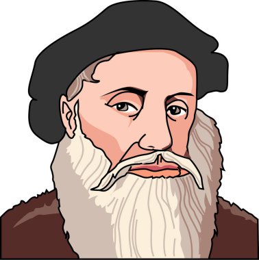 Gri saçlı yaşlı bir adamın karikatür çizimi. erkek portresi 
