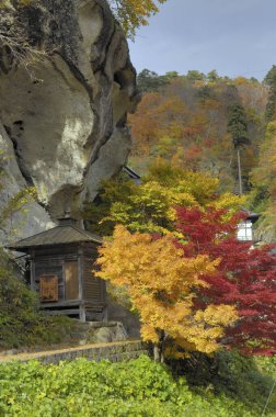 Yamagata Bölgesi, Japonya 'daki Yamadera Tapınağı (Risshakuji)