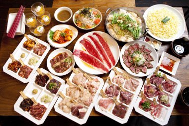 Lezzetli Asya yemekleri. Yakın çekim.