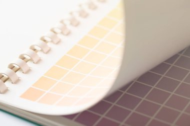 Beyaz arkaplanda renk çizelgesi planlayıcı defteri