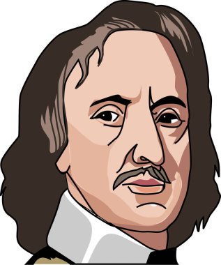 Bıyıklı adam, yakın plan portre, karikatür çizimi 