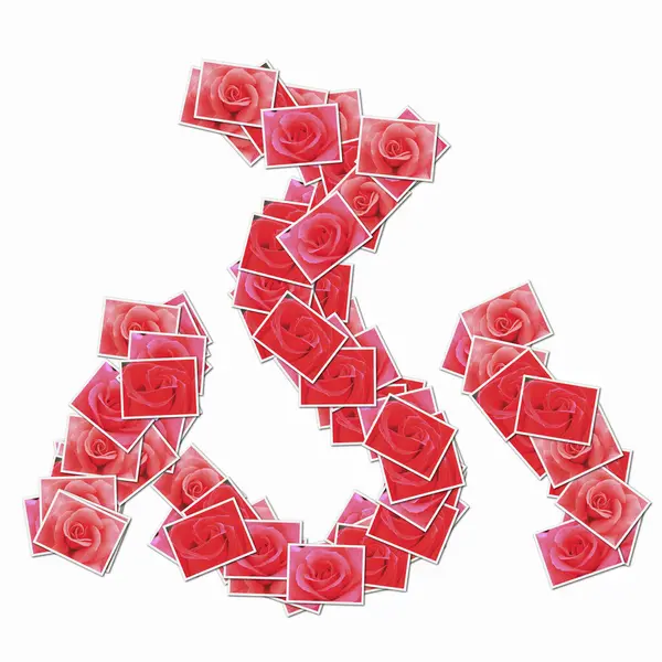 日本象形文字 用红玫瑰打牌制成 — 图库照片
