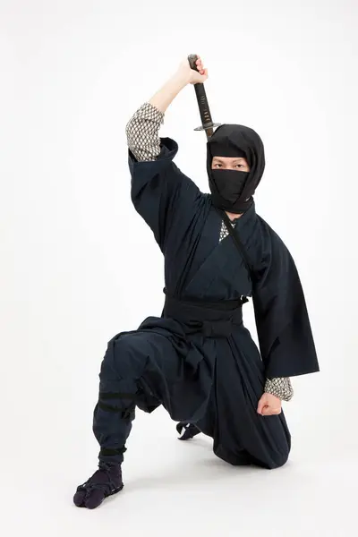 Sırtında Katana Olan Asyalı Genç Bir Samuray — Stok fotoğraf