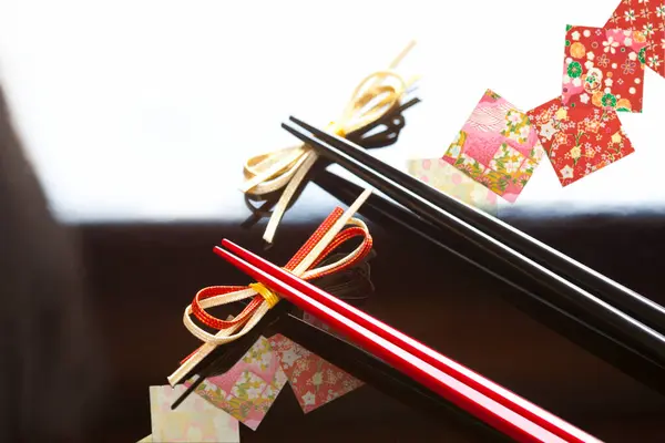 Close View Chopsticks Placed Bows — Stock Photo, Image