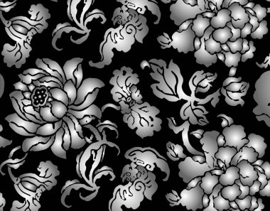 Siyah ve beyaz sorunsuz çiçek arka plan 