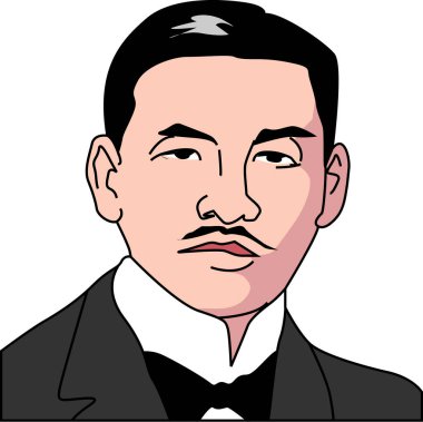 Çizgi film karakteri beyaz arkaplanda izole edilmiş, renkli resimleme 