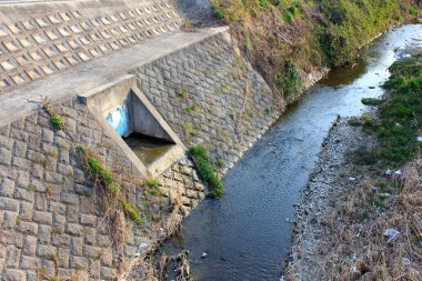 Ormandaki küçük nehrin havadan görünüşü