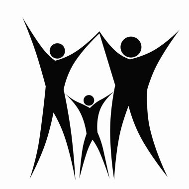 Bir aile silueti el ele tutuşup bir arada duruyor.