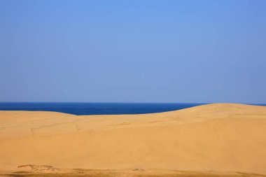 Mavi gökyüzünün altındaki çöl manzarası 