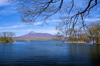 Dağlarda bir göl manzarası