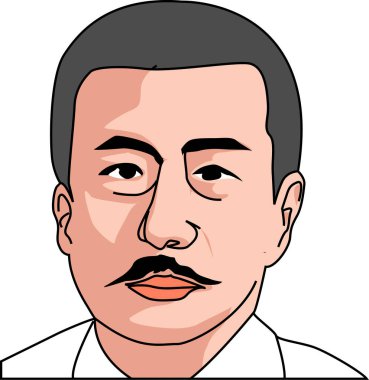 Beyaz arkaplanda izole edilmiş erkek çizgi film karakteri, Asyalı stilinde renkli çizimler.