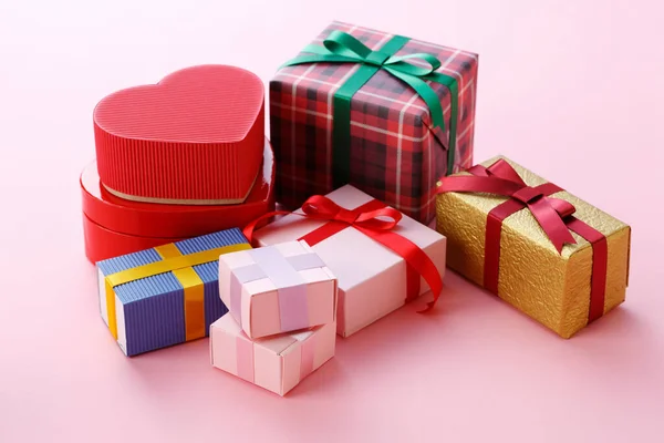 close up colorful gift boxes
