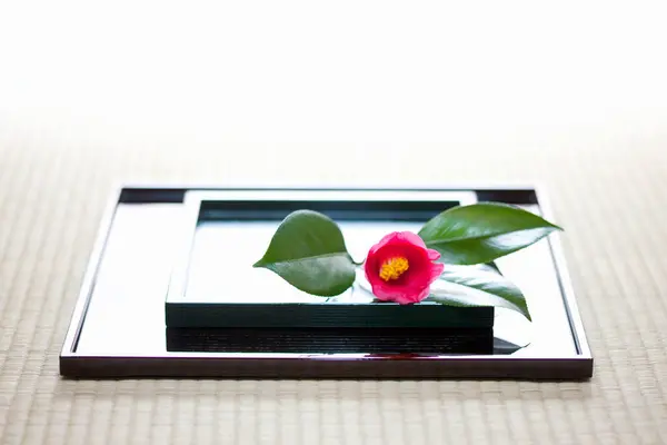 Bir Çiçek Masanın Tepsisine Yakın — Stok fotoğraf