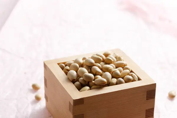Beans Mame Maki Bean Throwing Table Image Setsubun Japanese Traditional — Stock Photo, Image