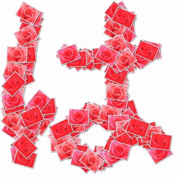 Hieróglifo Japonês Feito Cartas Jogar Com Rosas Vermelhas — Fotografia de Stock