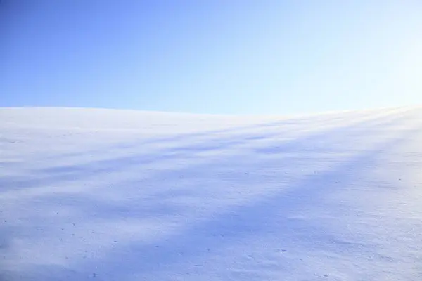 Prachtig Sneeuwveld Tijdens Zonnige Winterdag — Stockfoto