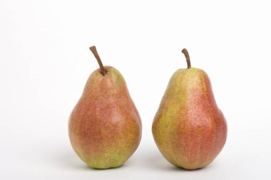 yakın plan - beyaz zemin üzerinde taze olgun armutların görünümü