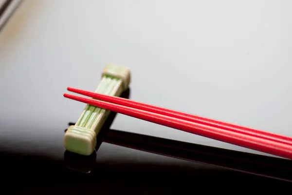 Close View Chopsticks Placed Resting Base — Stock Photo, Image
