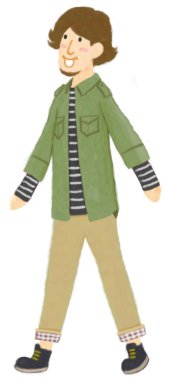 Beyaz arka planda yürüyen bir adamın resmi 