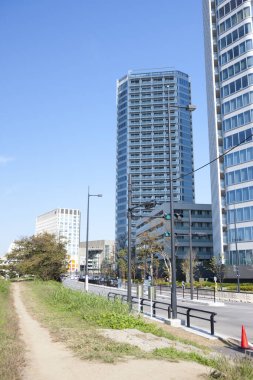 Kentsel konsept arka plan, modern şehrin mimari görünümü 