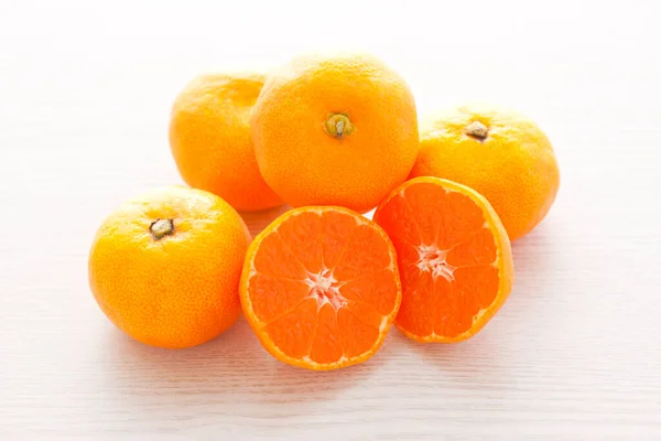 Fresh Ripe Oranges Wooden Table Background — Stock Photo, Image