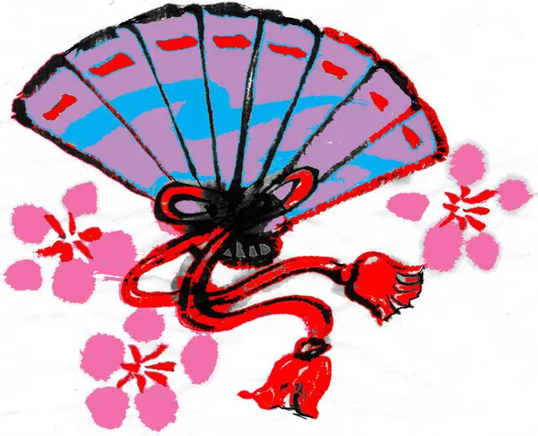 Beyaz arka planda geleneksel Japon tarzı hayran. 