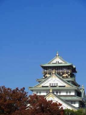 Japonya 'daki Osaka Kalesi' nin manzaralı görüntüleri.