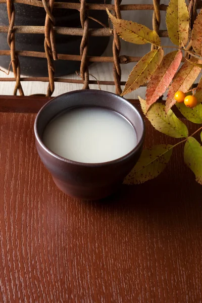 Japansk Traditionel Sød Alkohol Drik Lavet Sake Utroligt - Stock-foto