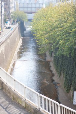 Tokyo, Japonya 'daki Kanda Nehri' nin güzel manzarası. 