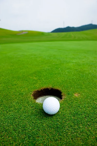 Golf Ball Green Grass Stock Photo