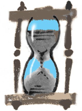 Resim, beyaz arkaplanda izole edilmiş kum saati 