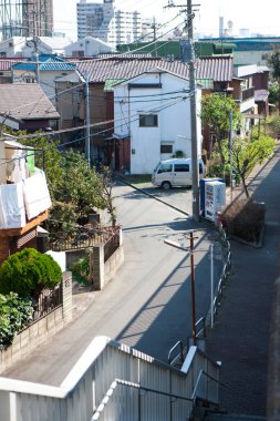 Şehir arkaplanı, şehir caddeleri manzarası 