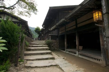 shirakawa köyündeki geleneksel Japon evi. Git.