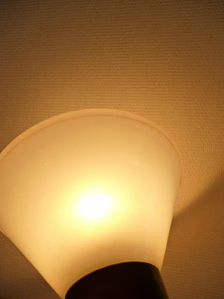 a vertical shot of an illuminated lamp in the room