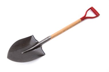 Beyaz arkaplanda izole edilmiş bahçe küreği