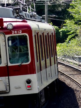 Tren raylarda gidiyor. 