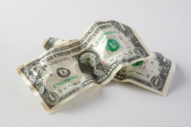 Beyaz arka planda iki tane bir dolarlık banknot.