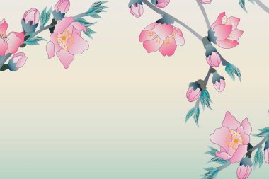 Çiçek açan güzel çiçeklerin vektör çizimi