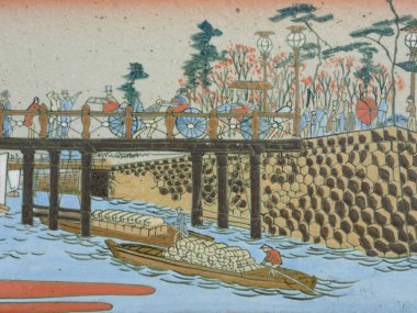 Tapınağın duvarında geleneksel Japon tablosu 