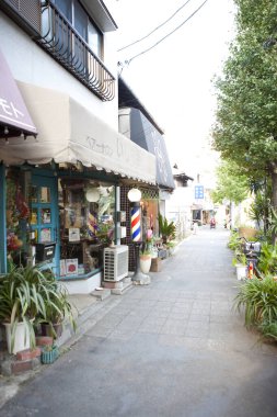 Sonbahar sezonunda şehir mimarisinin ayrıntıları, Japonya