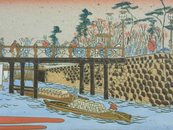 Tapınağın duvarında geleneksel Japon tablosu 