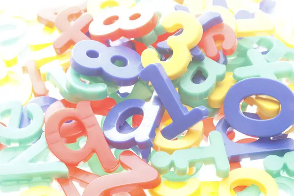 Letters Numbers Made Plastic White Background — Stock Photo, Image