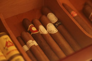 Dükkanda puro bulunan kutunun arkaplanı.