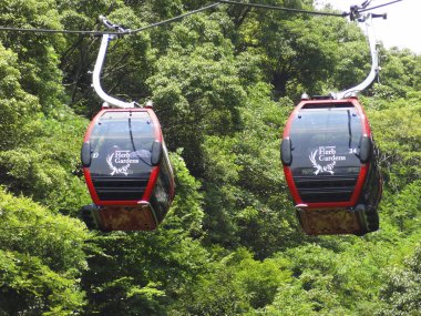 cable cars on the top of the mountain clipart