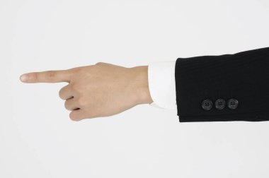 Beyaz arka planda bir şey gösteren el