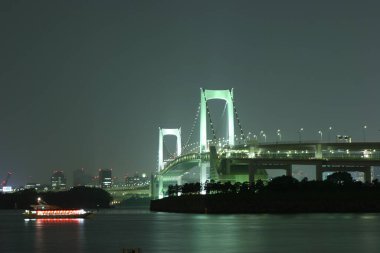 Tokyo, Japonya 'da köprüyle gece manzarası